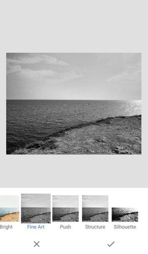 Черно-белое фото в Snapseed